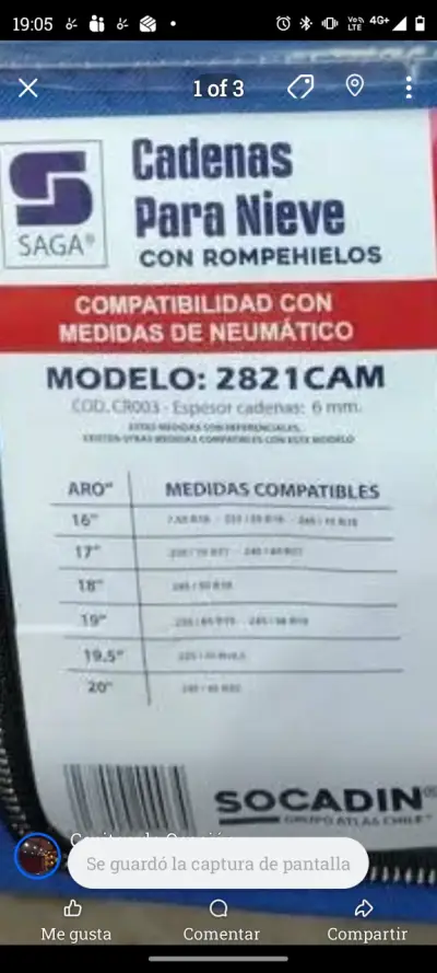Cadenas para nieve Saga modelo 2821CAM - miniatura 3