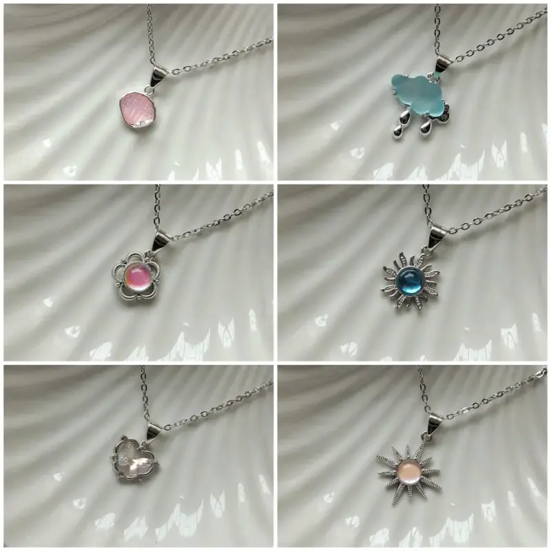 Collares de colgantes variados en plata y oro - 2