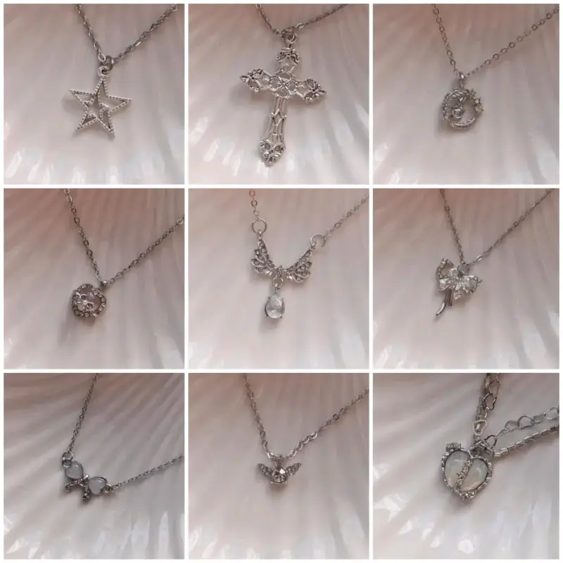 Collares de colgantes variados en plata y oro - 5