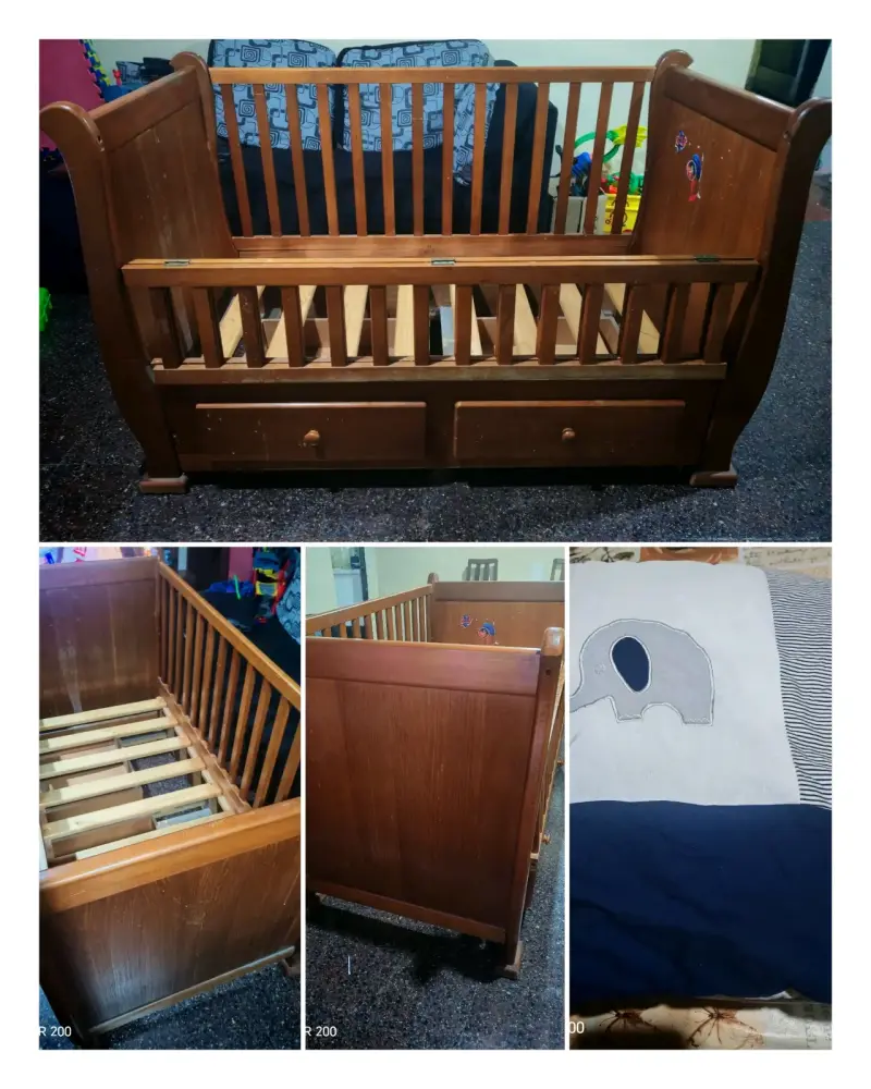 Cuna de madera con cajones para bebé