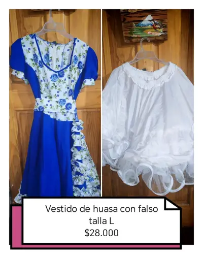Vestido de Huasa con Falso Azul y Blanco - miniatura 2