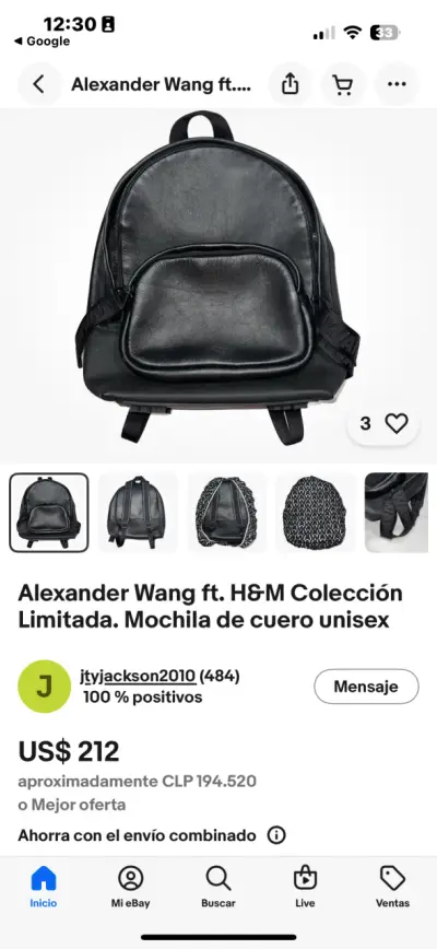 Mochila negra de cuero Alexander Wang x H&M - miniatura 6