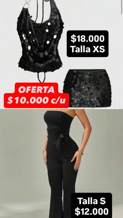 Conjunto de Top y Falda con Lentejuelas Negro - miniatura 1