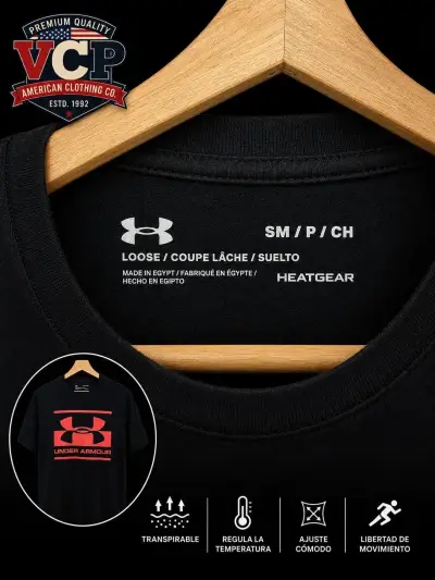 Polera Under Armour Negra Logo Rojo - miniatura 2