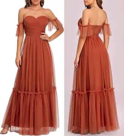 Vestido de fiesta terracota XL - miniatura 1