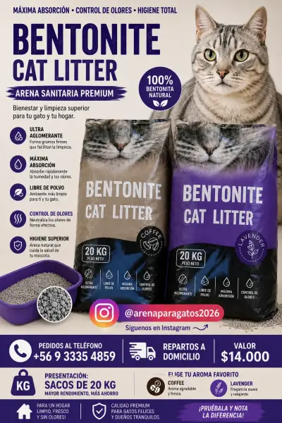 Arena Sanitaria Premium Bentonita para Gatos 20 kg - miniatura 1