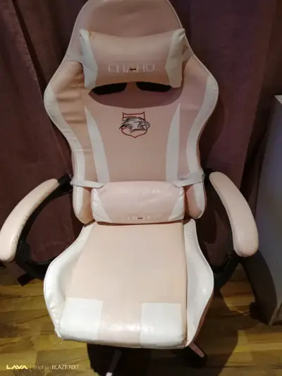 Silla gamer rosa con soporte lumbar - miniatura 1