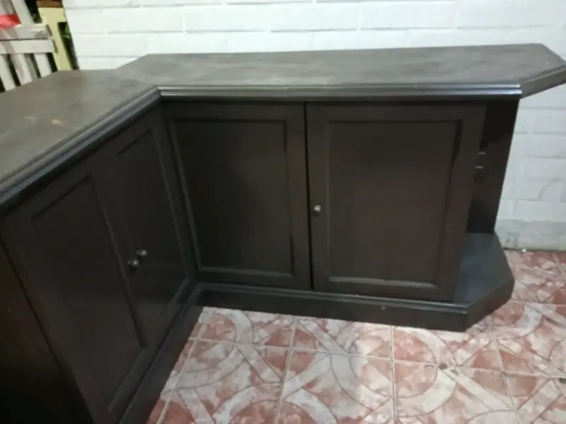 Mueble de esquina de madera oscuro - 5