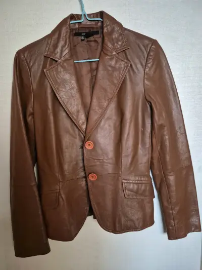 Blazer de cuero sintético marrón Zara Basic - miniatura 1