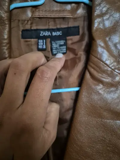 Blazer de cuero sintético marrón Zara Basic - miniatura 3
