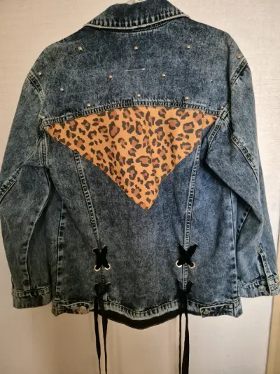 Chaqueta Americanino nueva de mezclilla y leopardo - miniatura 3
