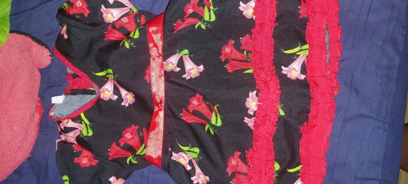 Vestido infantil floral negro con rojo - 2