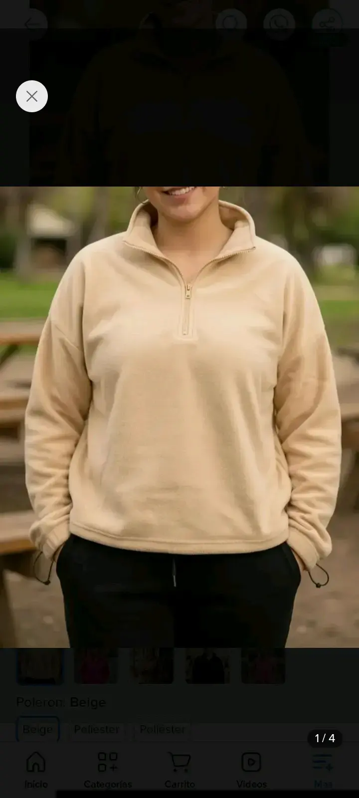 Polerón de polar beige para mujer - 1