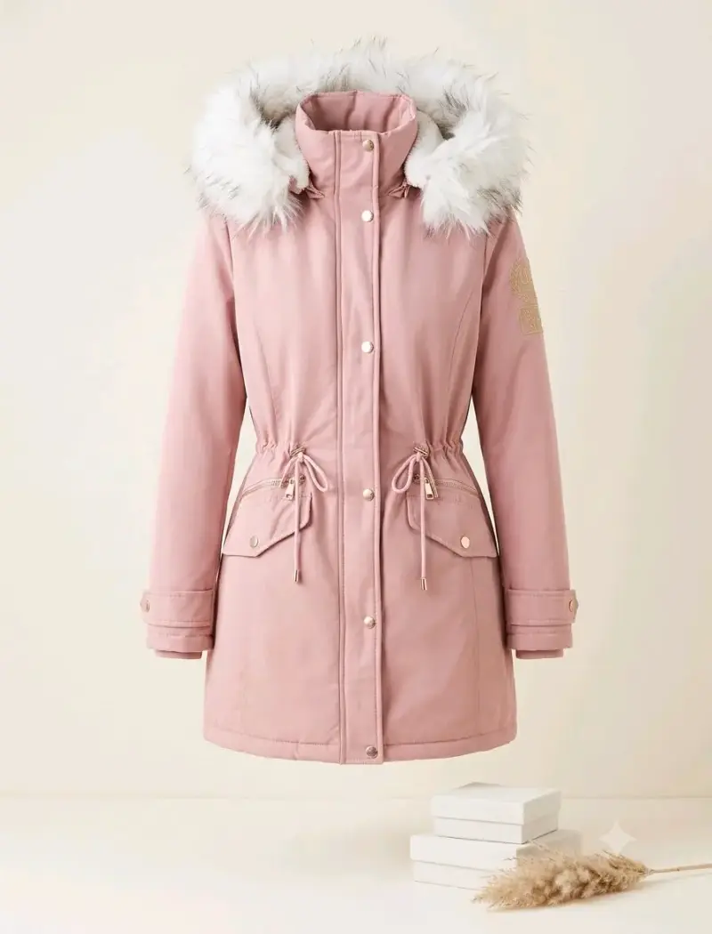 Parka rosa con capucha de piel sintética NGX - 2