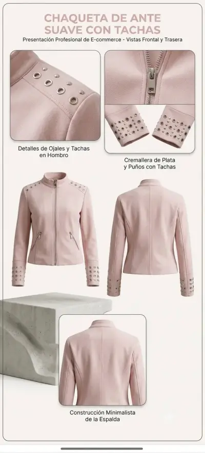 Chaqueta de ante rosa con tachas Liolá - miniatura 1