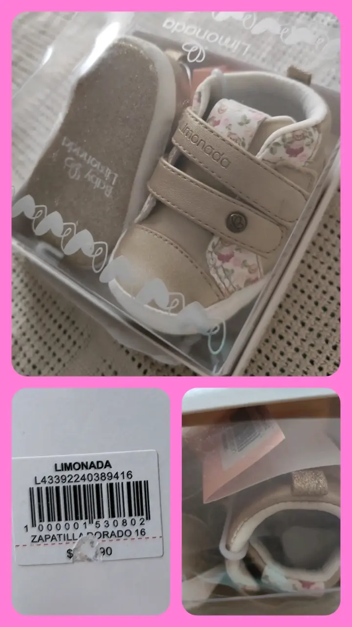 Zapatos de bebé dorados Limonada con diseño floral - 2