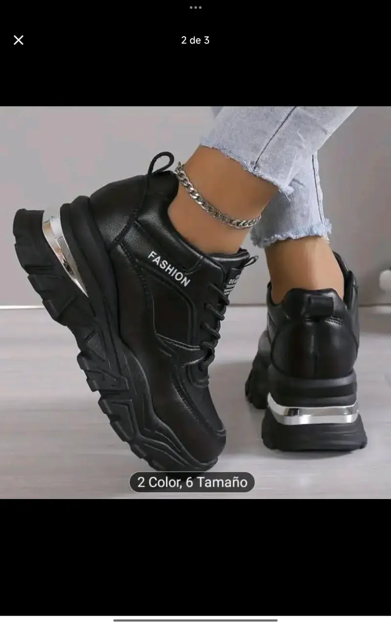 Zapatillas negras de plataforma para mujer - 2