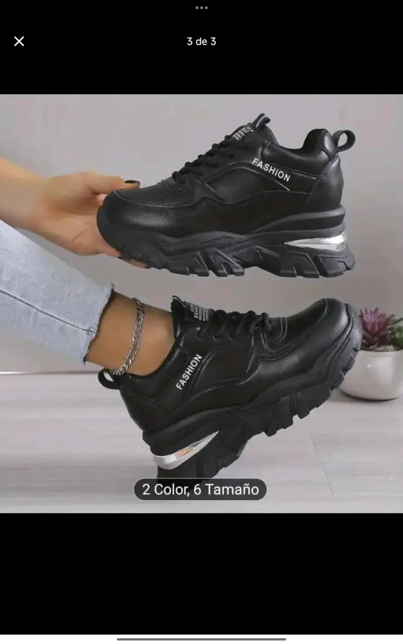 Zapatillas negras de plataforma para mujer - 3