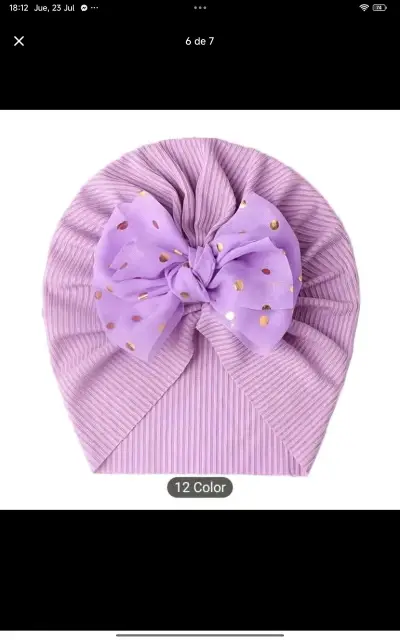 Turbante para bebé con lazo decorativo - miniatura 6
