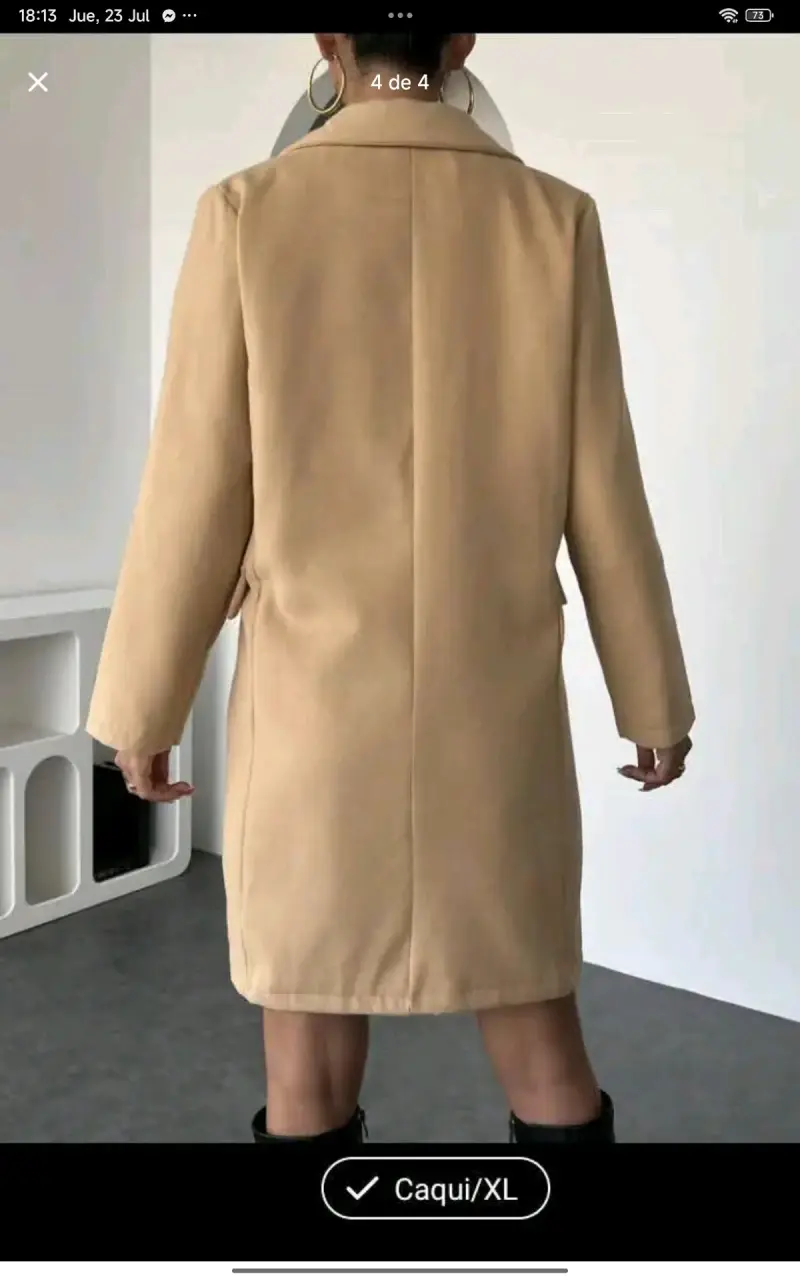 Abrigo largo caqui para mujer elegante - 4