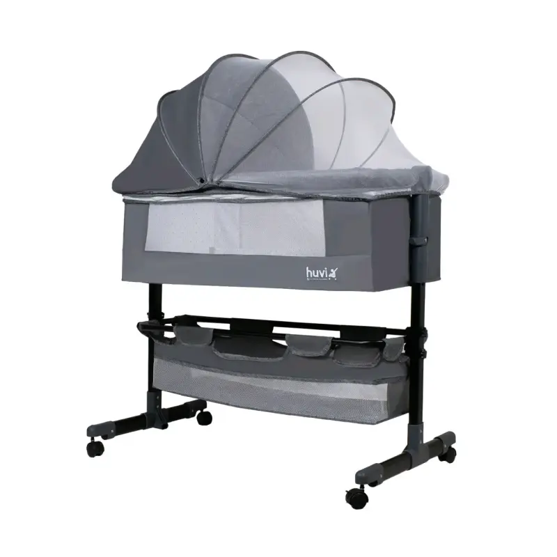 Cuna colecho Huvi Cozy gris con toldo - 1