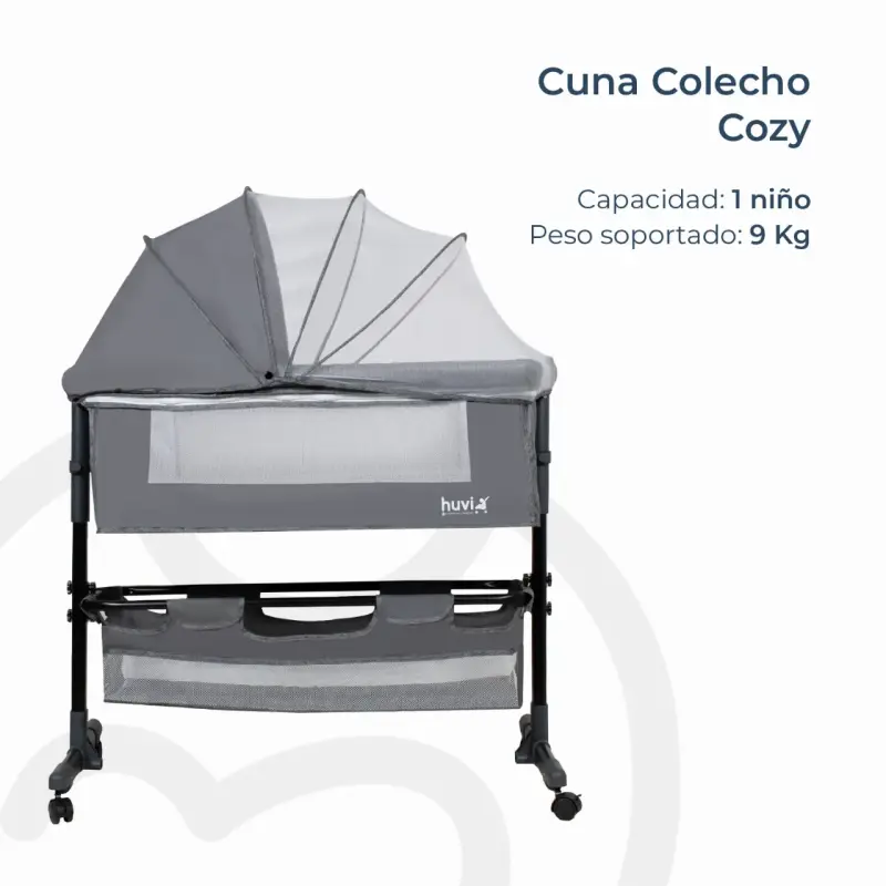 Cuna colecho Huvi Cozy gris con toldo - 2