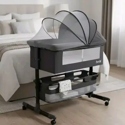 Cuna colecho Huvi Cozy gris con toldo - miniatura 4