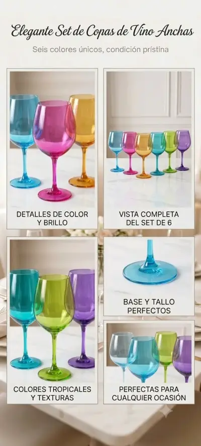 Set de Copas de Vino Anchas de Colores - miniatura 1