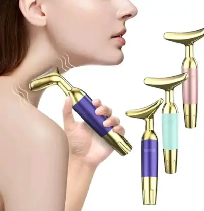 Masajeador facial vibratorio Mizge dorado y morado - miniatura 2