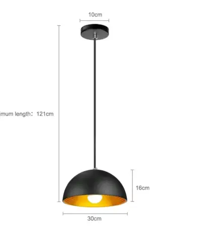 Lámpara colgante negra con interior dorado - miniatura 3