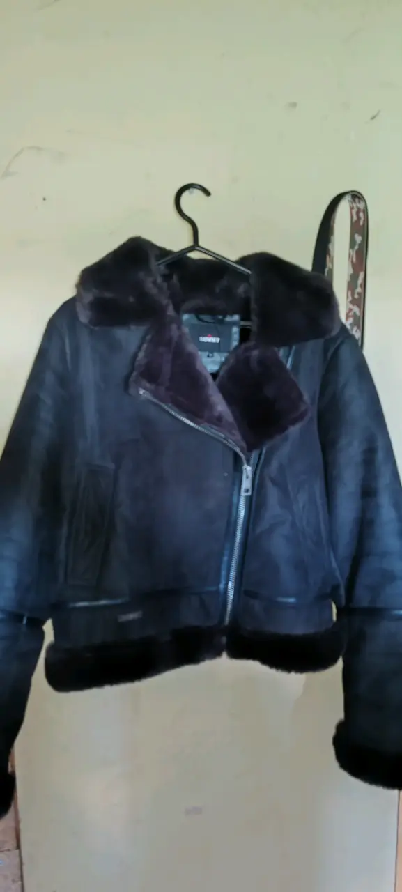 Chaqueta de cuero negro con forro de piel Soviet - 2