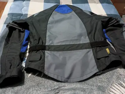 Chaqueta de moto GMS azul y gris con diseño ABX - miniatura 2