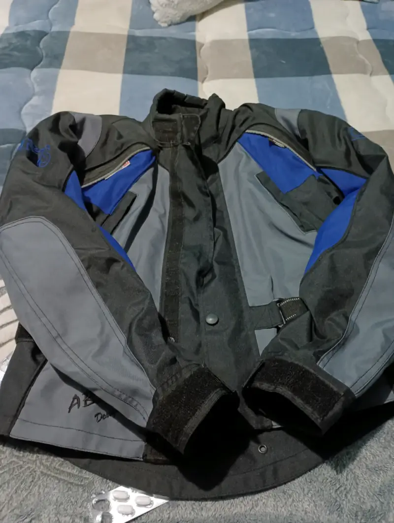 Chaqueta de moto GMS azul y gris con diseño ABX - 3