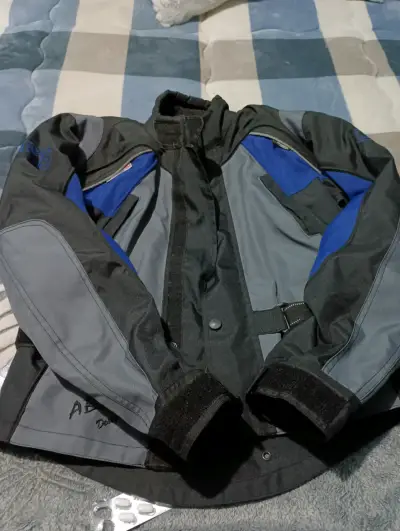Chaqueta de moto GMS azul y gris con diseño ABX - miniatura 3