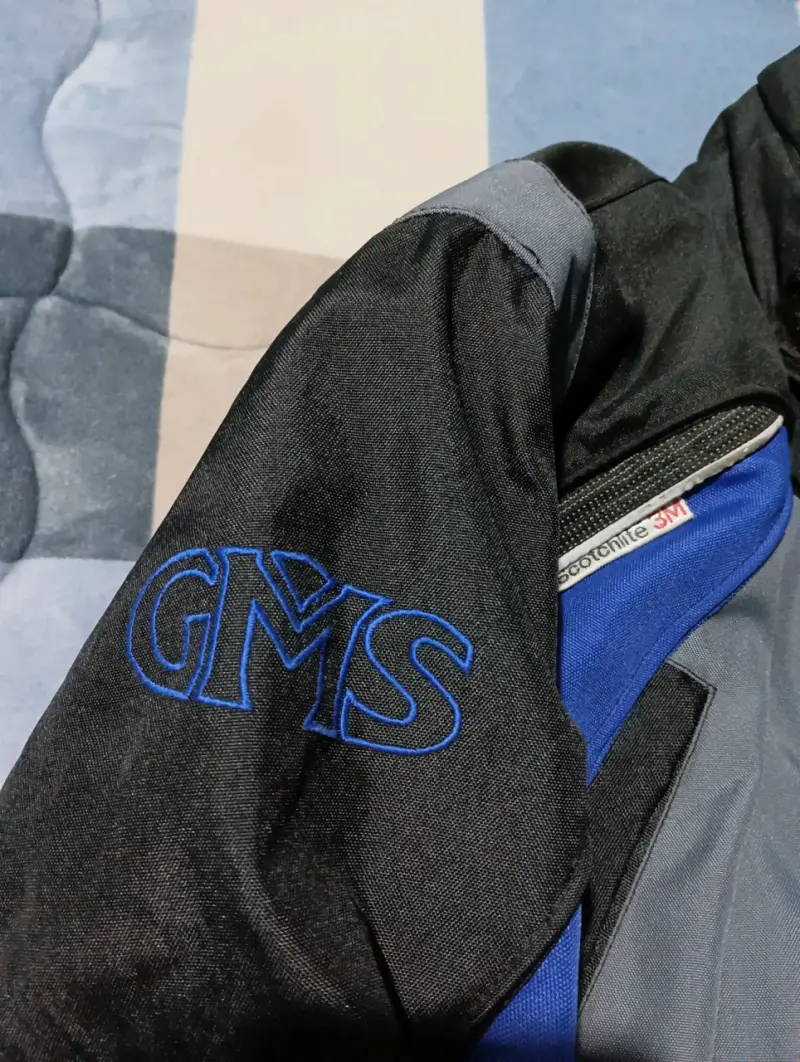 Chaqueta de moto GMS azul y gris con diseño ABX - 4