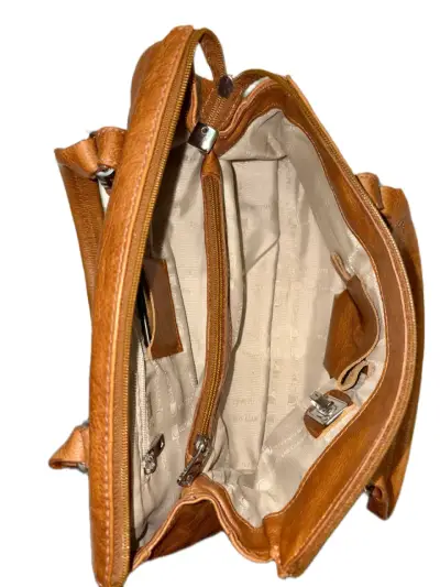 Cartera de cuero Luz Da Lua marrón con asas cortas - miniatura 4