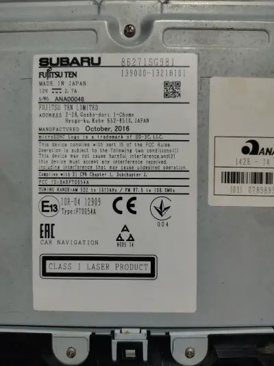 Sistema de navegación para auto Subaru Fujitsu Ten - miniatura 1