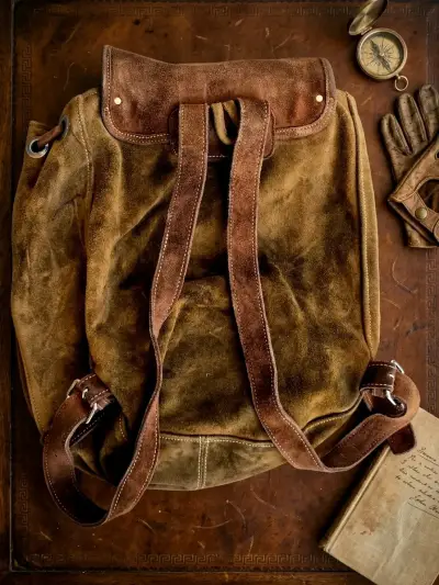 Mochila de cuero vintage marrón - miniatura 2