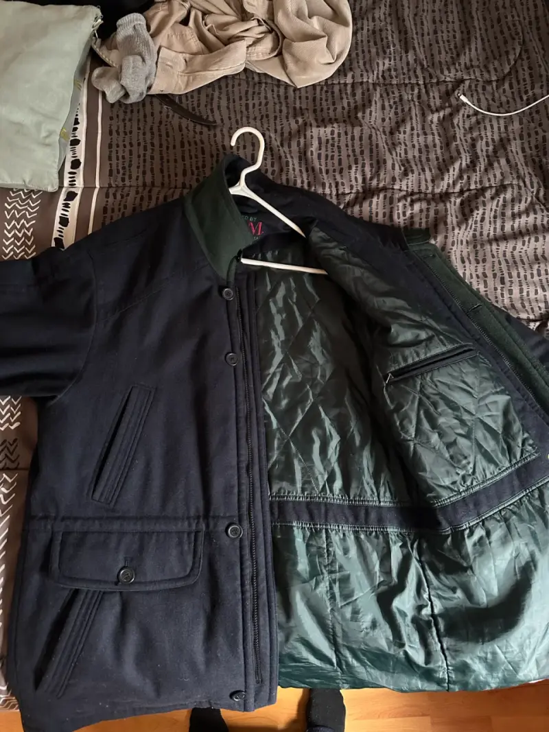 Chaqueta de abrigo BSM azul con forro verde - 2