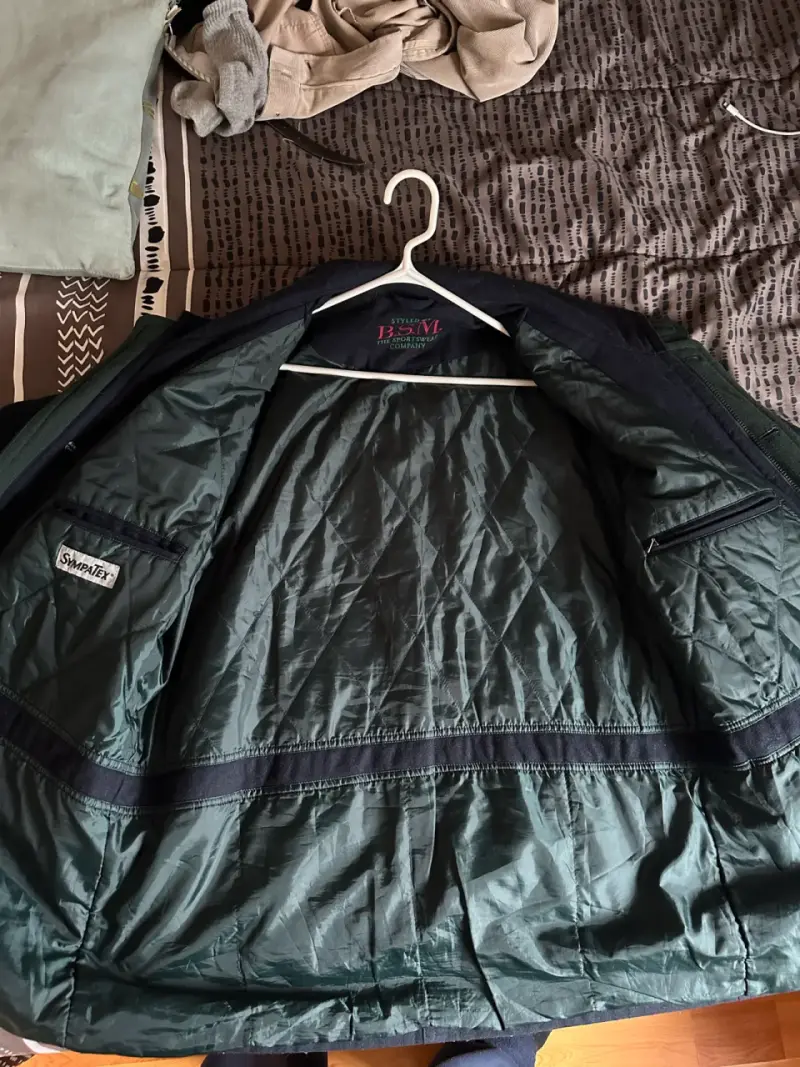 Chaqueta de abrigo BSM azul con forro verde - 3