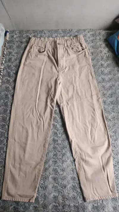 Pantalones beige de algodón H&M talla 36 - miniatura 1