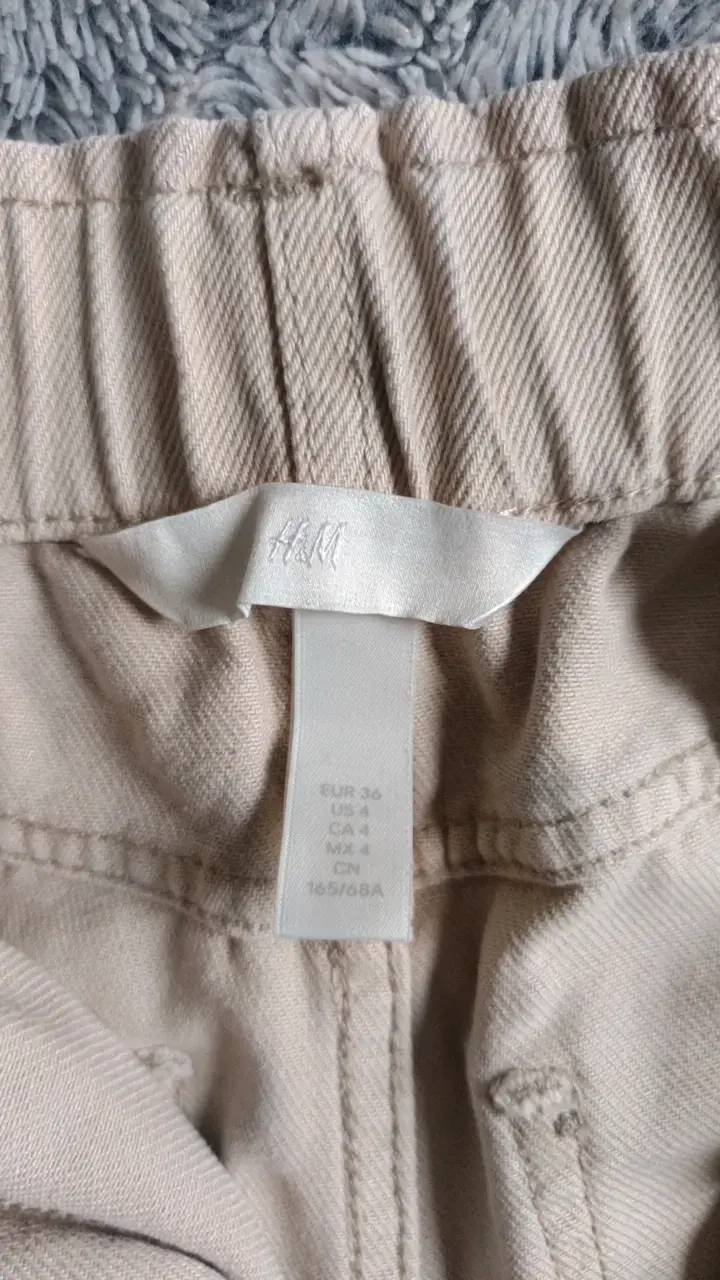 Pantalones beige de algodón H&M talla 36 - 3