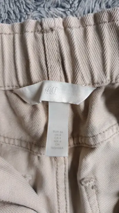 Pantalones beige de algodón H&M talla 36 - miniatura 3