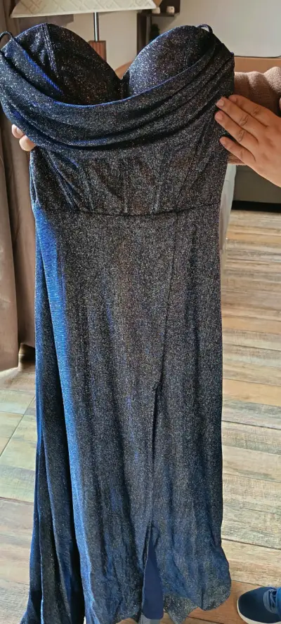 Vestido de fiesta largo azul brillante - miniatura 2