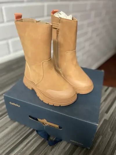 Botas de cuero para niñas  Colloky beige - miniatura 1