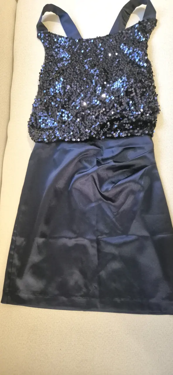 Vestido de fiesta azul marino  con lentejuelas - 2