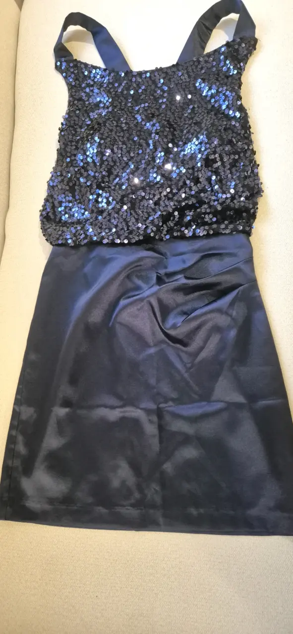 Vestido de fiesta azul marino  con lentejuelas - 3