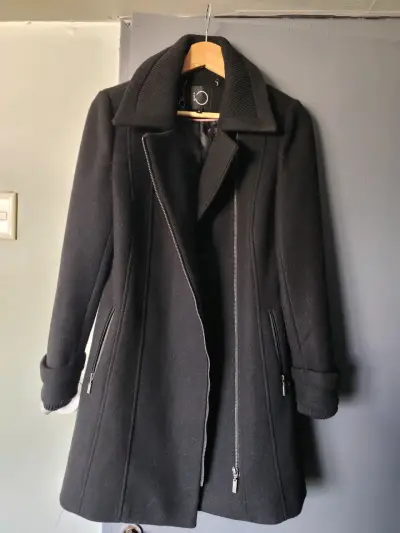 Abrigo negro de lana para mujer IO talla 38 - miniatura 1