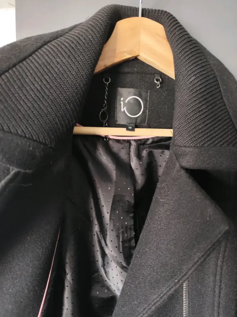 Abrigo negro de lana para mujer IO talla 38 - 2
