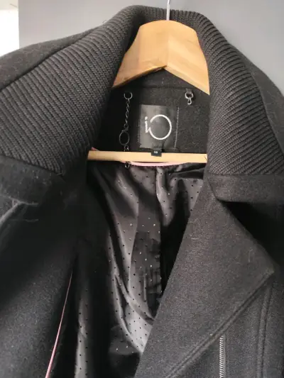 Abrigo negro de lana para mujer IO talla 38 - miniatura 2